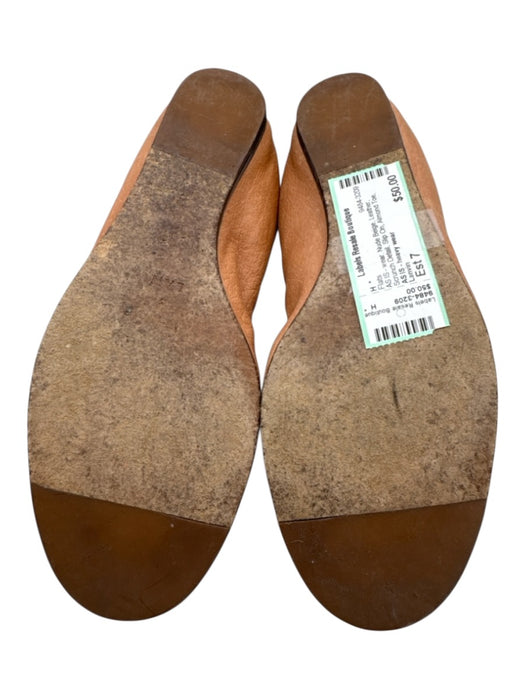 Lanvin Shoe Size Est 7 Nude Beige Leather Scrunch Detail Slip On Flats Nude Beige / Est 7