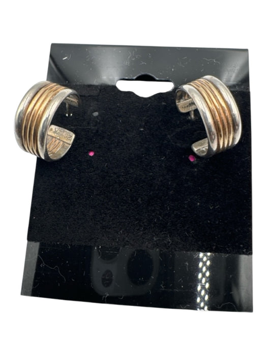 No Brand Silver & Gold Sterling Silver 12K Gold Hoop Post Back Earrings Silver & Gold