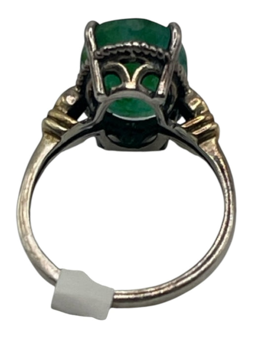 No Brand Green Silver Oval Stone Ring Green