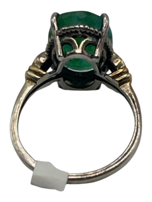 No Brand Green Silver Oval Stone Ring Green