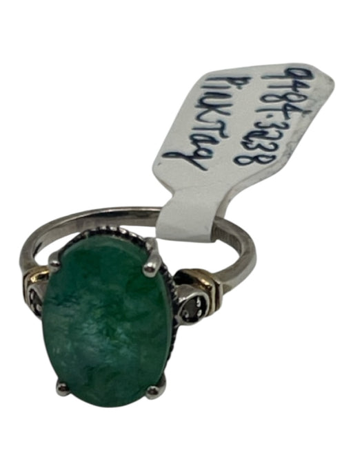No Brand Green Silver Oval Stone Ring Green