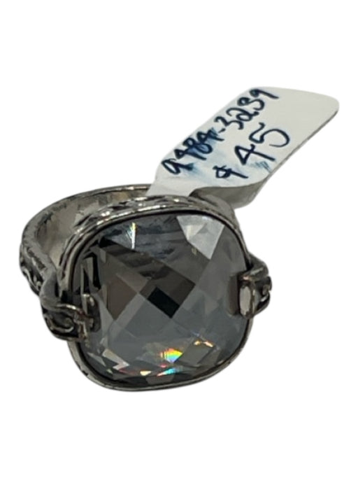Brighton Pewter Sterling Silver Engraved Jewled distressed Ring Pewter