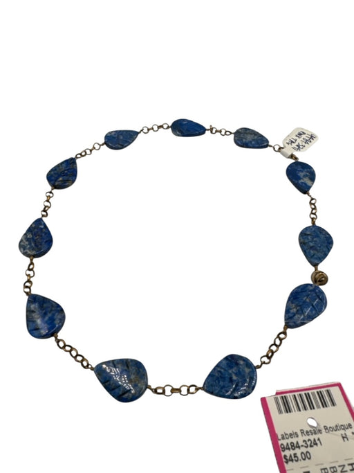 No Brand Blue Brass Stones Chain Choker Necklace Blue