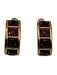 Swarovski Gold & Purple Gold Tone Metal Crystals Square Cut Open Hoop Earrings Gold & Purple