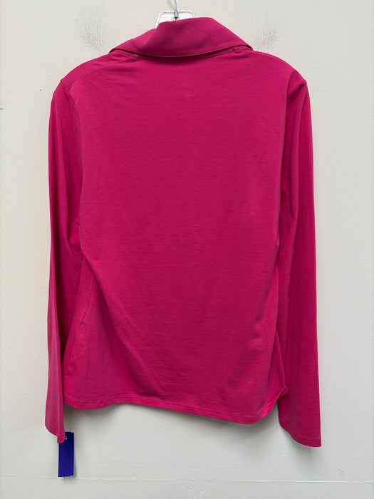 Anne Fontaine Size 44 Hot pink Pima Cotton Long Sleeve Wide Neck Collar Top