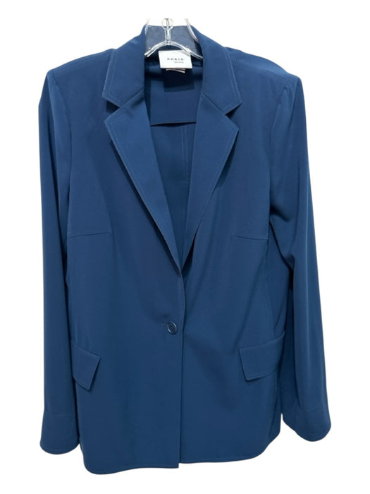 Akris Punto Size 6 dark blue Polyester Single Button Raw Edge Blazer Jacket Dark Blue / 6