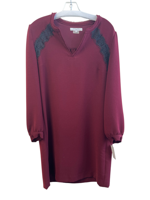 Gerard Darel Size 38 Maroon No Fabric Tag round split neck Lace Detail Dress Maroon / 38