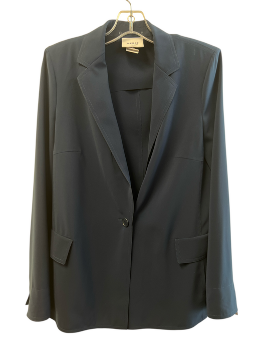 Akris Punto Size 6 Navy Blue Polyester Faux Pockets 1 Button Blazer Navy Blue / 6