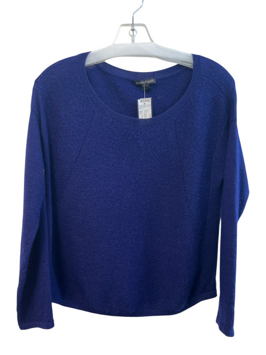 Eileen Fisher Size XS Blue Alpaca Round Neck seam detail Long Sleeve Top Blue / XS