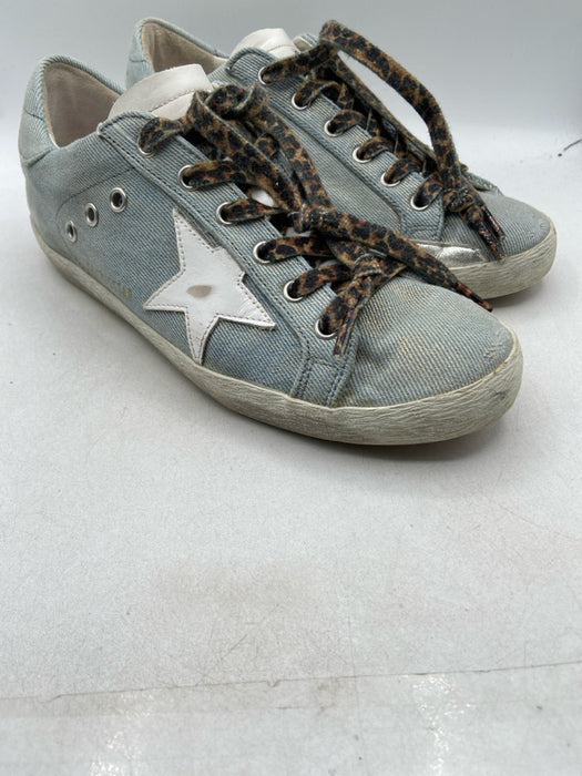 Golden Goose Shoe Size 39 Blue, White, Multi Canvas Metallic Thread Sneakers