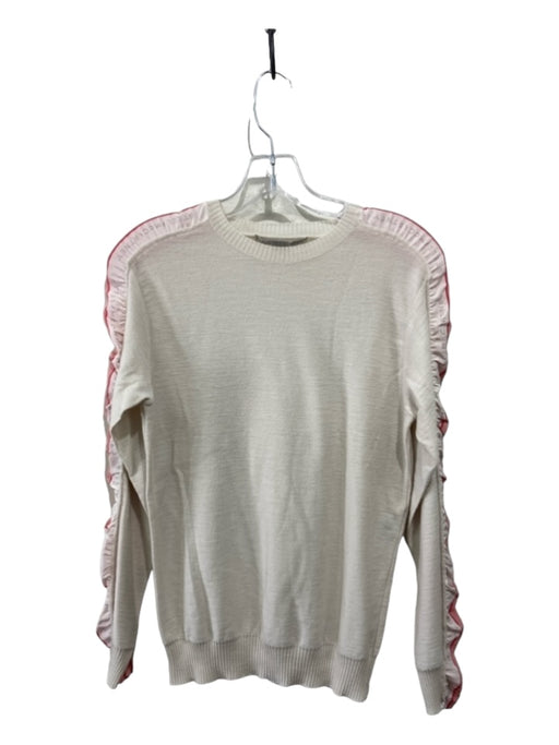 Stella McCartney Size 36 Off White & Pink Wool Long Sleeve Stripes Ruffle Top Off White & Pink / 36