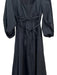 Staud Size S Black Cotton Back Zip Scoop Neck Tie Belt Puff Sleeve Dress Black / S