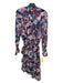 Misa Size S Blue Red Green Polyester Abstract Floral Long Sleeve Tiered Dress Blue Red Green / S