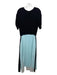 Maje Size 2 Black & Blue Viscose Blend Round Neck Short Sleeve Midi Dress Black & Blue / 2