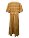 DRA Los Angeles Size M Yellow Cotton Striped V Neck Short Puff Sleeve Maxi Dress Yellow / M