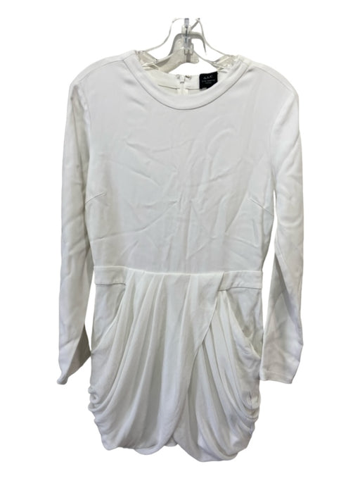 A.L.C. Size 8 White Viscose Blend Round Neck Long Sleeve Mini Back Zip Dress White / 8