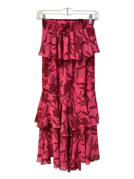 Misa Size XS Pink & Magenta Polyester Elastic Waist High Rise Floral Maxi Skirt Pink & Magenta / XS