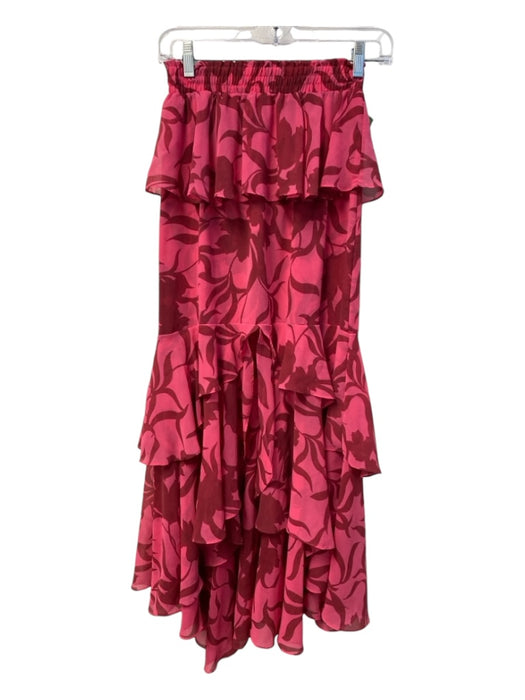 Misa Size XS Pink & Magenta Polyester Elastic Waist High Rise Floral Maxi Skirt Pink & Magenta / XS