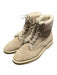 Vince Shoe Size 38 Beige & Cream Suede & Lamb Fur Lace Up Almond Toe Ankle Boots Beige & Cream / 38