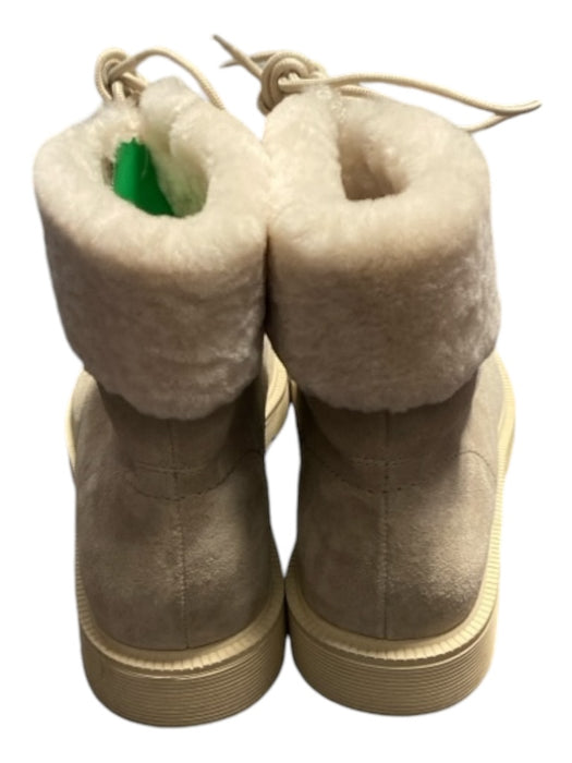 Vince Shoe Size 38 Beige & Cream Suede & Lamb Fur Lace Up Almond Toe Ankle Boots Beige & Cream / 38