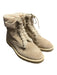 Vince Shoe Size 38 Beige & Cream Suede & Lamb Fur Lace Up Almond Toe Ankle Boots Beige & Cream / 38