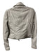 Lamarque Size S Light Grey Leather Moto Asymetric Front Zip Epaulettes Jacket Light Grey / S