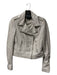 Lamarque Size S Light Grey Leather Moto Asymetric Front Zip Epaulettes Jacket Light Grey / S