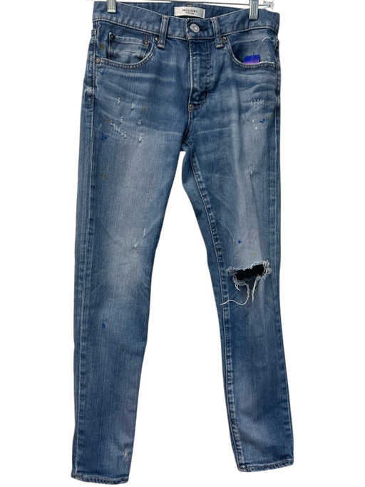 Moussy Size 26 Light Wash Cotton Zip Fly 5 Pocket Straight Leg Distressed Jeans Light Wash / 26