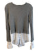 Theory Size P Gray & White Cotton Waffle Knit Layered Long Sleeve Round Neck Top Gray & White / P