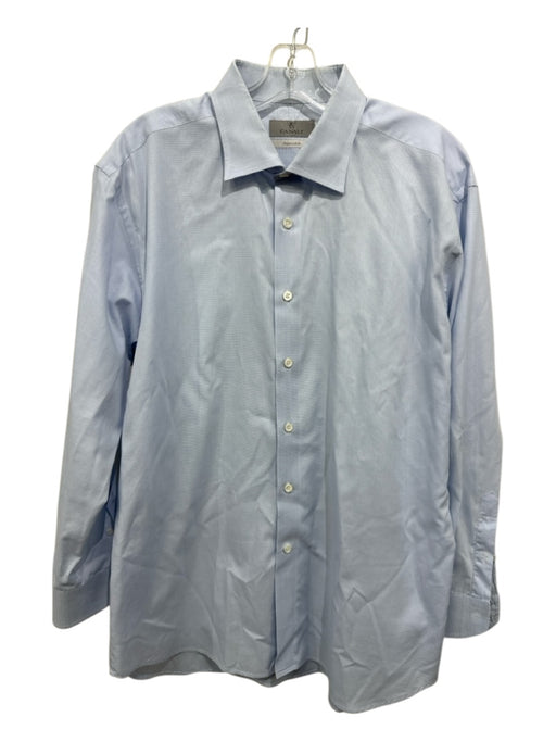 Canali Size 18 Light blue Cotton Micro Button Up Men's Long Sleeve Shirt Light blue / 18