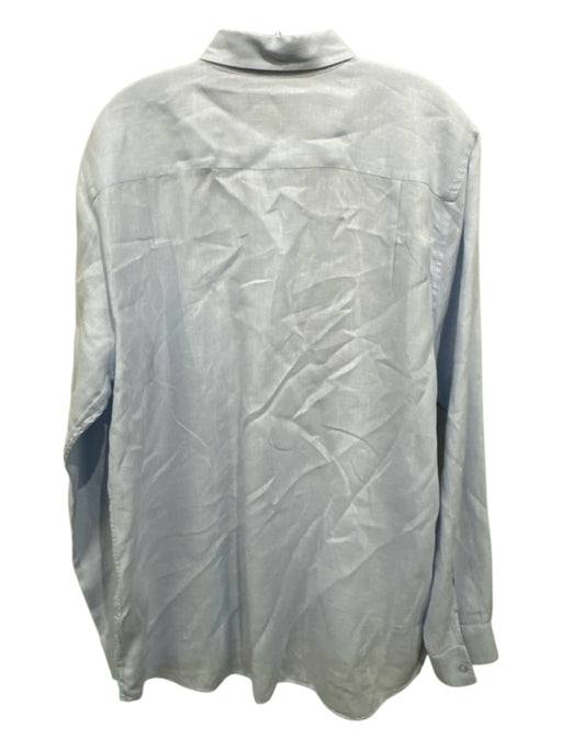 Vilebrequin Size XL Light blue Linen Solid Button Up Men's Long Sleeve Shirt Light blue / XL