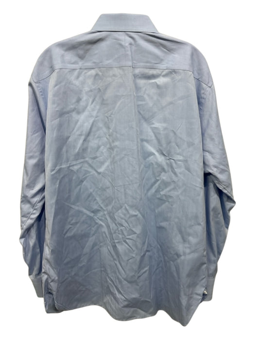 Zegna Size 17 Light blue Cotton Solid Button Up Men's Long Sleeve Shirt Light blue / 17