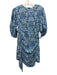 Rhode Size XS Blue & Green Cotton Floral 1/2 Puff Sleeve Gathered Front Dress Blue & Green / XS