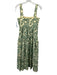 Three Graces Size 8 Yellow & Green Cotton Embroidered Botanical Sleeveless Dress Yellow & Green / 8