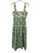 Three Graces Size 8 Yellow & Green Cotton Embroidered Botanical Sleeveless Dress Yellow & Green / 8