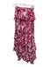 Misa Size XS Pink & Red Viscose Elastic Waistband Floral Ruffle Midi Skirt Pink & Red / XS