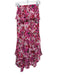 Misa Size XS Pink & Red Viscose Elastic Waistband Floral Ruffle Midi Skirt Pink & Red / XS