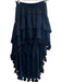 Misa Size S Navy Viscose Elastic Waist hi lo Tassel Tiered Skirt Navy / S
