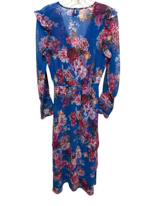 Misa Size XS Blue, Pink, Red Floral Long Sleeve Maxi Dress Blue, Pink, Red / XS