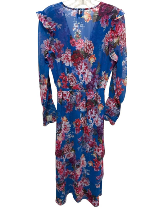 Misa Size XS Blue, Pink, Red Floral Long Sleeve Maxi Dress Blue, Pink, Red / XS