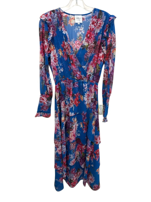 Misa Size XS Blue, Pink, Red Floral Long Sleeve Maxi Dress Blue, Pink, Red / XS