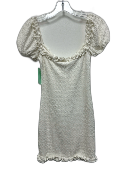 Lovers + Friends Size XS White Polyester Textured Off Shoulder Ruffle Trim Dress White / XS