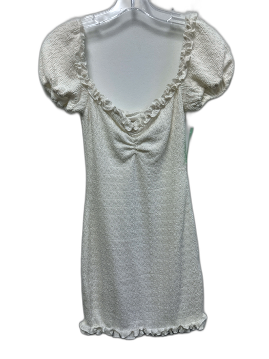 Lovers + Friends Size XS White Polyester Textured Off Shoulder Ruffle Trim Dress White / XS