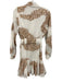 Ciebon Size XS white & tan Cotton Embroidered Button Front Long Sleeve Dress white & tan / XS