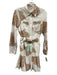 Ciebon Size XS white & tan Cotton Embroidered Button Front Long Sleeve Dress white & tan / XS
