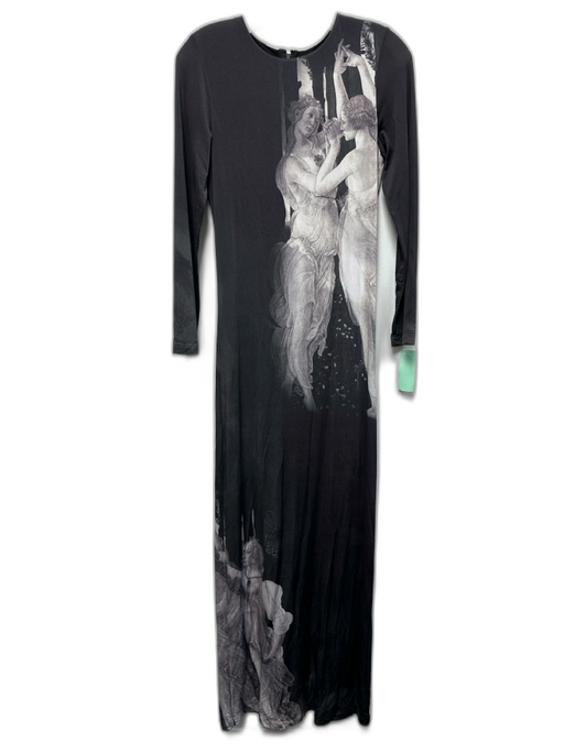 Alice + Olivia Size 6 Dark Gray & White Viscose Blend Back Zip Renaissance Dress Dark Gray & White / 6