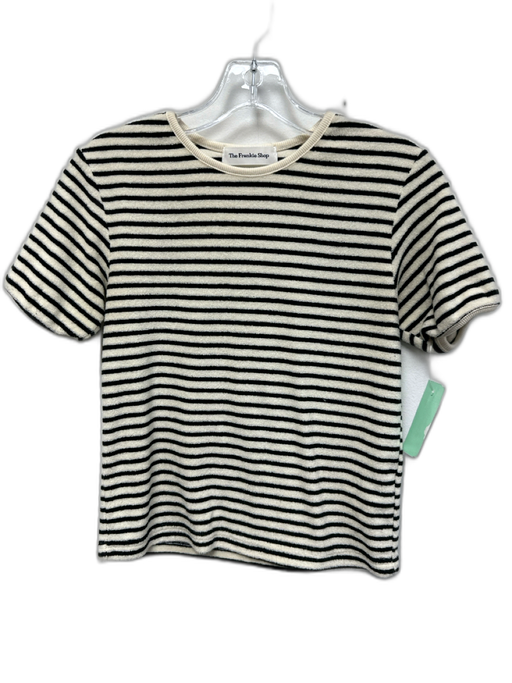 The Frankie Shop Size S Black & White Cotton Blend Terry Cloth Stripe Crop Top Black & White / S