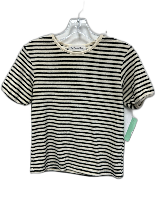 The Frankie Shop Size S Black & White Cotton Blend Terry Cloth Stripe Crop Top Black & White / S