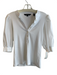 Veronica Beard Size XS White Pima Cotton Blend Ribbed Button Puff Sleeve Top White / XS
