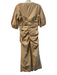 Ganni Size 36 Tan Cotton Scoop Neck 3/4 Balloon Sleeve Solid Color Dress Tan / 36